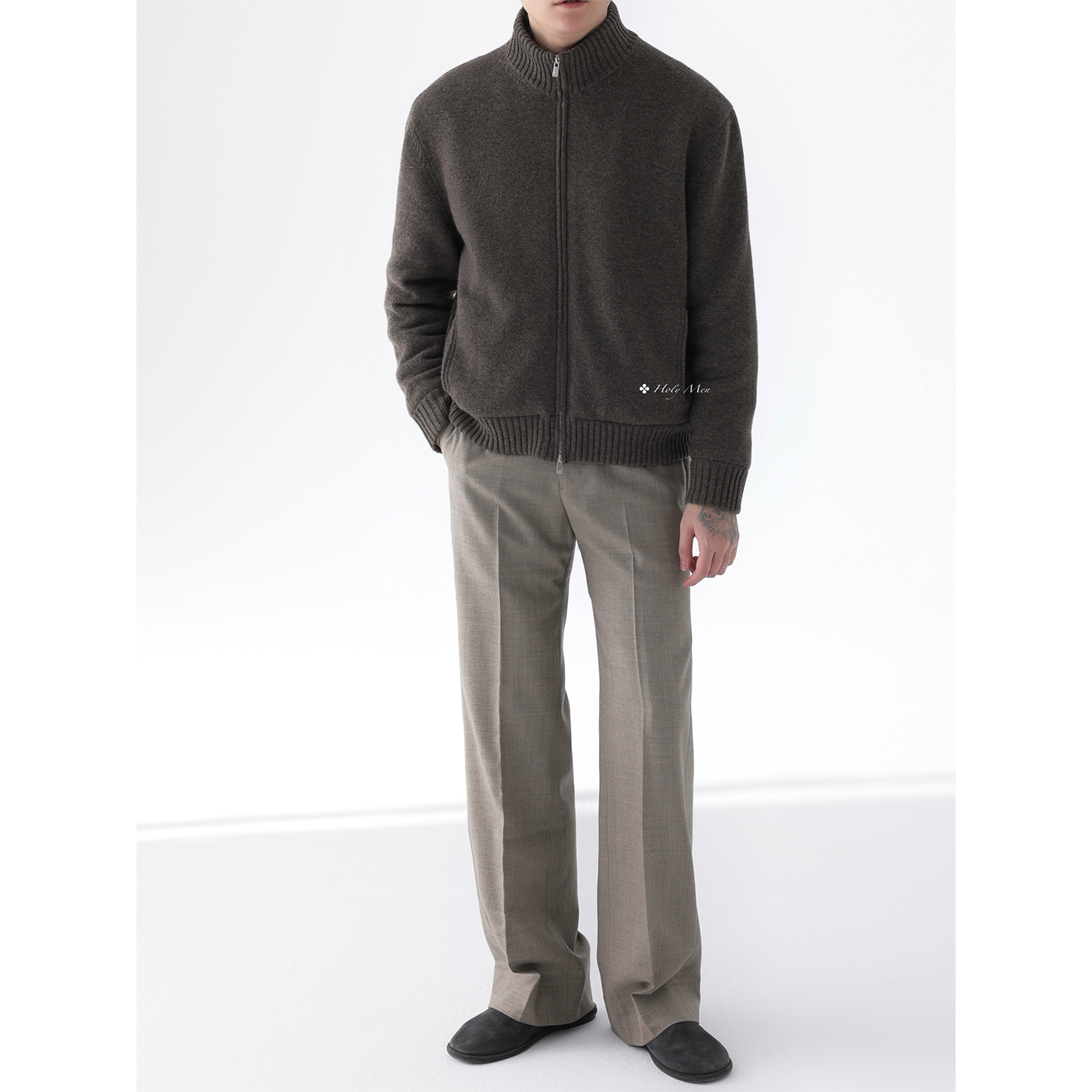 HolyMen ｜法国进口雷克斯幼兔皮毛一体康赛妮羊绒混纺外套,淘宝优惠券,粉丝福利购,淘宝优惠卷