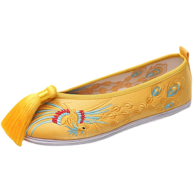 秀禾鞋婚鞋黄色中式平底布鞋24新款金色新娘结婚鞋配龙凤褂绣花鞋,淘宝优惠券,粉丝福利购,淘宝优惠卷