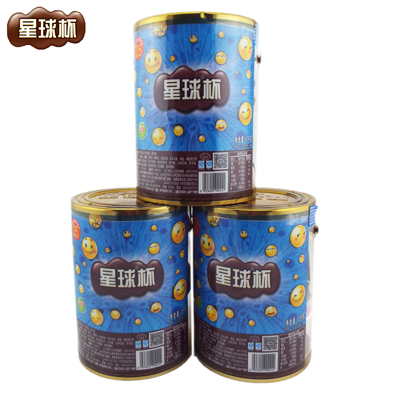 甜甜乐星球杯桶装大杯 1000gX3桶休闲零食品（代可可脂）-图0