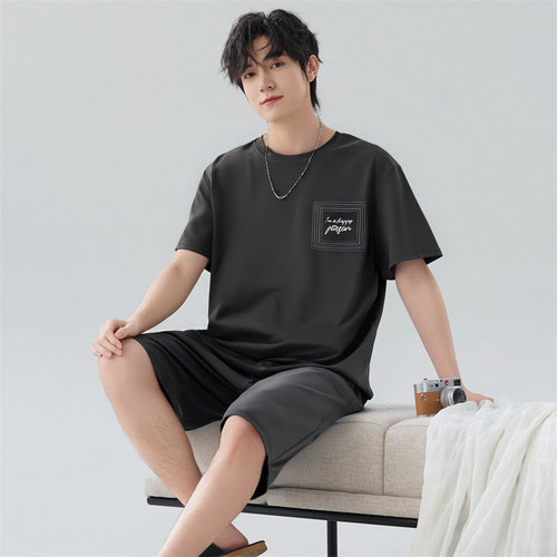 睡衣男款夏季薄款短袖短裤夏天舒适透气男士青少年休闲家居服套装 - 图3