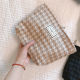 Houndstooth solid color cosmetic bag storage bag black and white temperament simple clutch bag student large capacity niche design