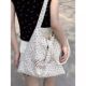 French Girly Moonlight Blue Floral Canvas Bag Original Retro Niche College Letter Large Capacity Shoulder Bag for Women