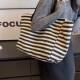 Commuting Canvas Bag Women's Large Capacity Handbag Bag 2025 New Striped Single Shoulder Mommy Tow Special