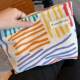 Ins niche canvas bag contrast stripe clutch bag