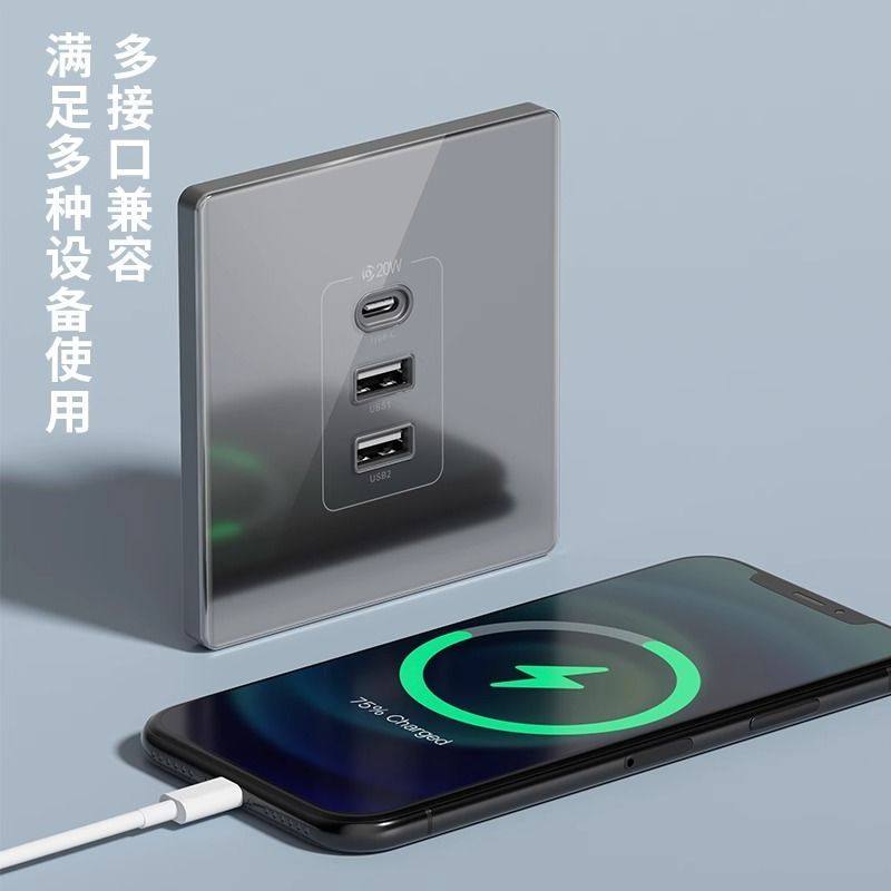 家用86型暗装type-c智能20W快充usb三孔六孔插座面板手机充电多孔,淘宝优惠券,粉丝福利购,淘宝优惠卷