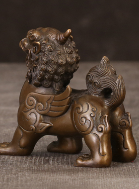 礼品徽匠铜韵铜麒麟一对独角兽