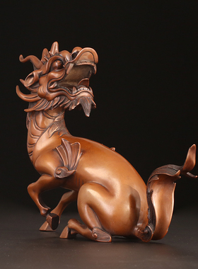 紫铜招财风水家居饰品麒麟摆件