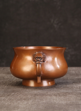 徽匠铜韵紫铜中式龙耳炉