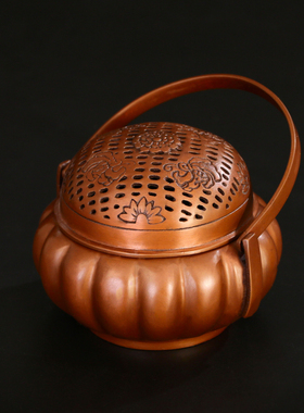 手炉紫铜瓜瓣手提香塔香熏香炉