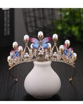 ເຮືອນຍອດຂອງເດັກນ້ອຍ Tiara Princess ເດັກຍິງ Crown Crystal Big Hairband Pink Frozen Children's Birthday Hair Accessories