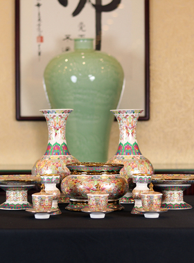 陶瓷佛具用品大全套装供灯供盘供杯香炉香筒佛前供奉定制摆件一套