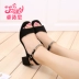 Zhuo Shi Ni 2019 sandal nữ mới mùa hè được thiết lập với ngón chân với một nút da lộn rhinestone dày thường với giày nữ - Sandal giày sandal nữ hoa cúc Sandal