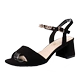 Zhuo Shi Ni 2019 sandal nữ mới mùa hè được thiết lập với ngón chân với một nút da lộn rhinestone dày thường với giày nữ - Sandal giày sandal nữ hoa cúc Sandal