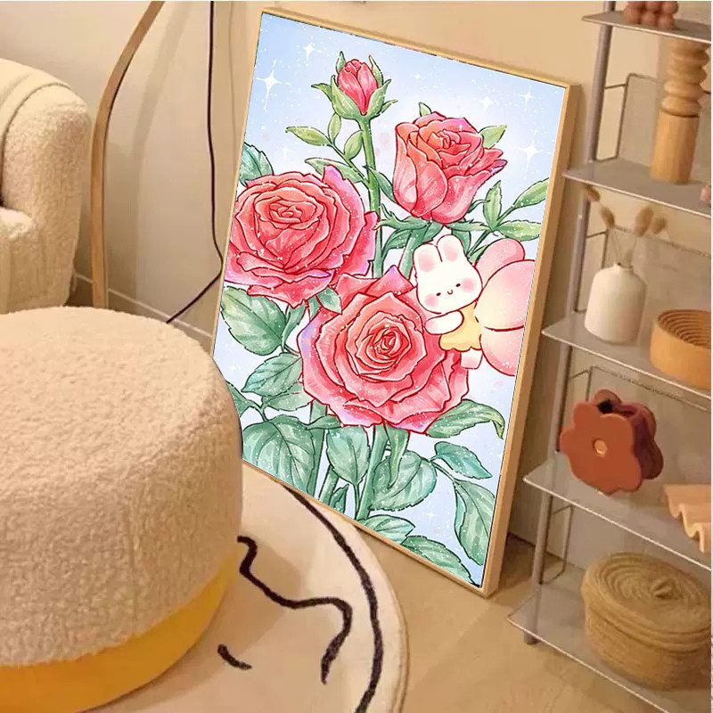 玫瑰花兔子小蜜蜂钻石画2025新款满钻手工diy贴砖带框客厅十字绣,淘宝优惠券,粉丝福利购,淘宝优惠卷