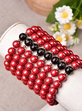 帝王砂10毫米八大守护神朱砂手串男女同款朱事顺利本命年佛珠手链