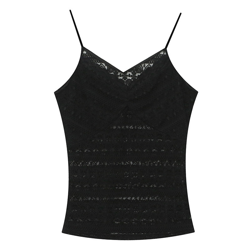 欧洲站2020春夏新款欧货蕾丝吊带 voqoT恤