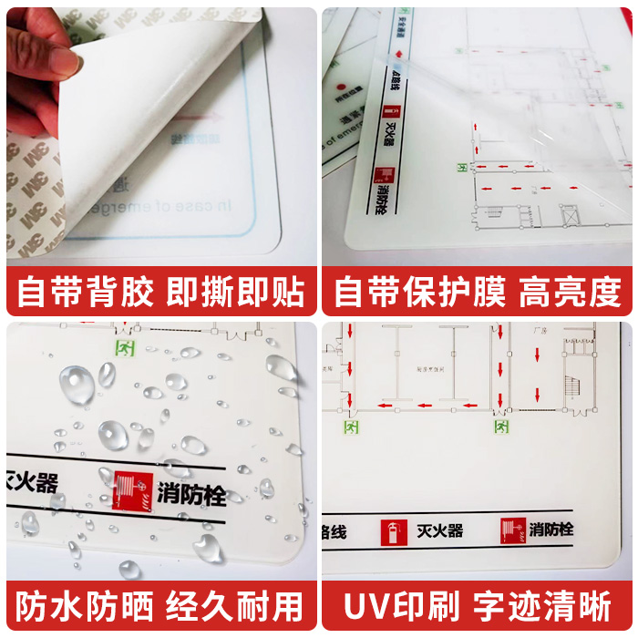 消防疏散示意图安全逃生指示牌亚克力制作学校宾馆酒店办公楼公寓-图2