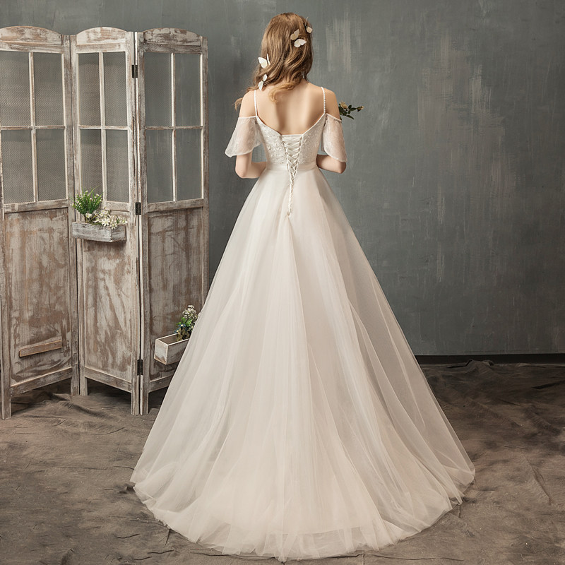 森系主婚纱2020新款新娘女吊带v领 皖裕婚纱