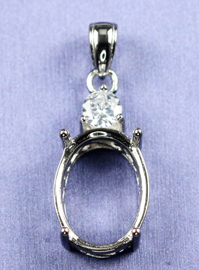 简约吊坠托空托椭圆形蛋形女款宝石空台未镶嵌925纯银镀18K玫瑰金