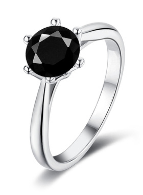 圆形黑钻戒指1克拉活口可调节