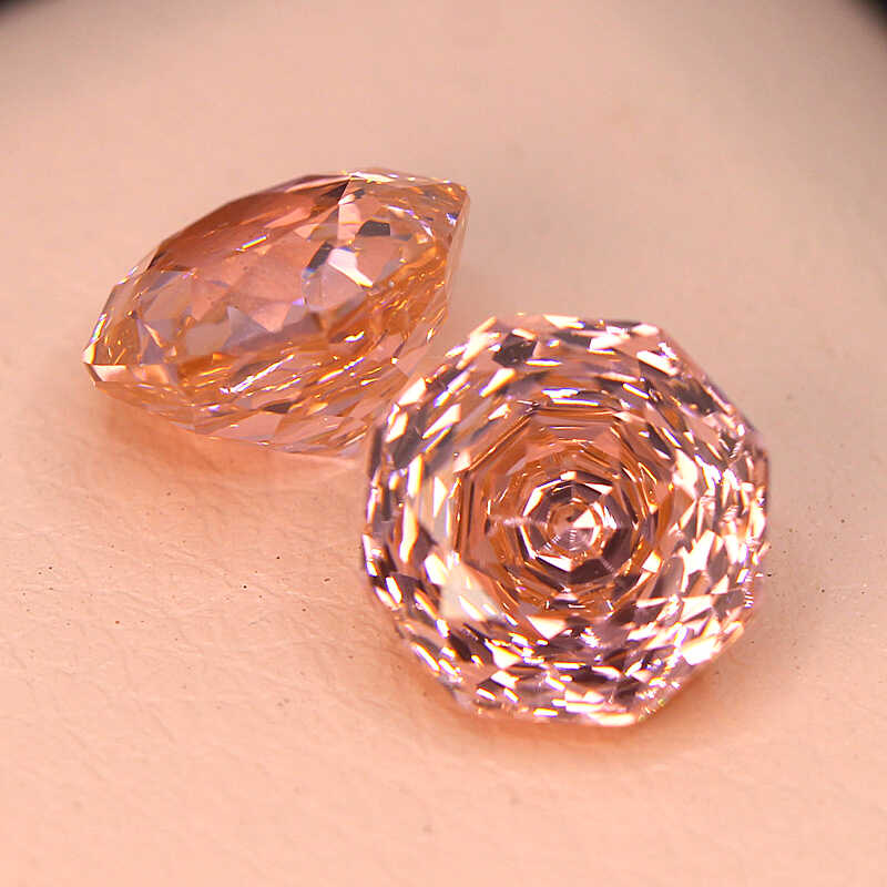 玫瑰切帕帕拉恰裸石中粉色日出色培育宝石高精切戒指项链女优雅风 - 图1