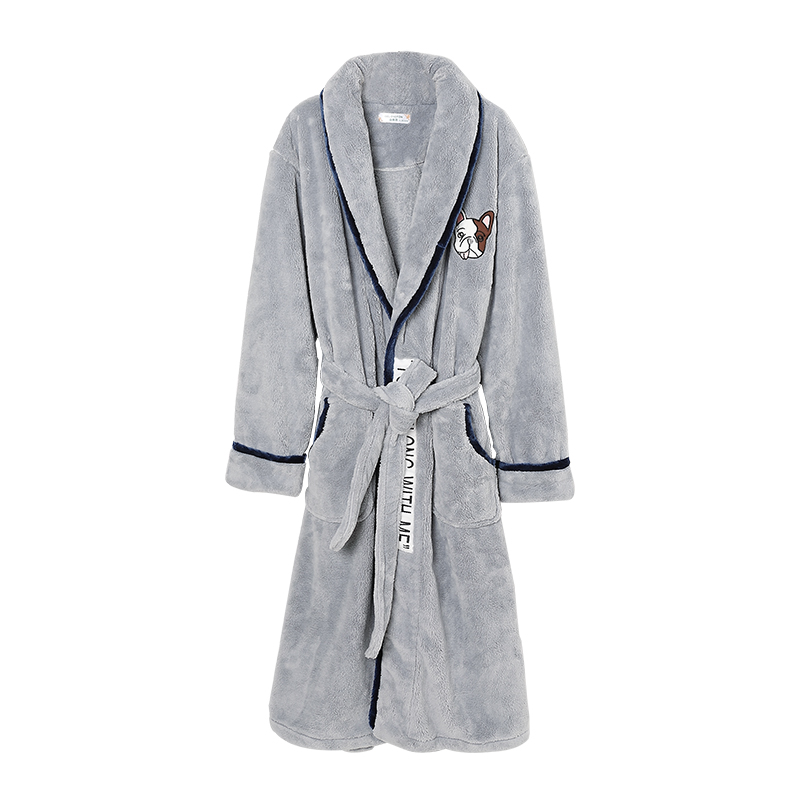 情侣法兰绒冬季男士冬长款睡袍 迪莱芬睡袍/浴袍