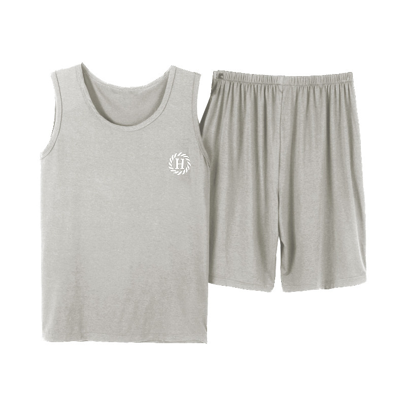 男士夏季莫代尔棉绸背心宽松睡衣 迪莱芬睡衣/家居服套装