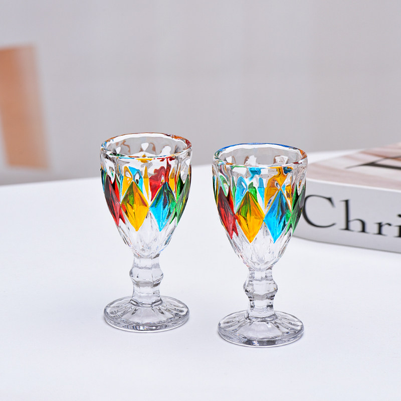 法兰晶轻奢彩绘水晶玻璃白酒杯高脚杯家用酒吧一口杯烈酒杯一两杯,淘宝优惠券,粉丝福利购,淘宝优惠卷