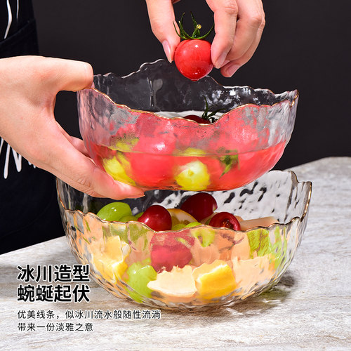 法兰晶日式玻璃水果盘轻奢家用客厅茶几干果零食瓜子糖果沙拉碗盘 - 图0