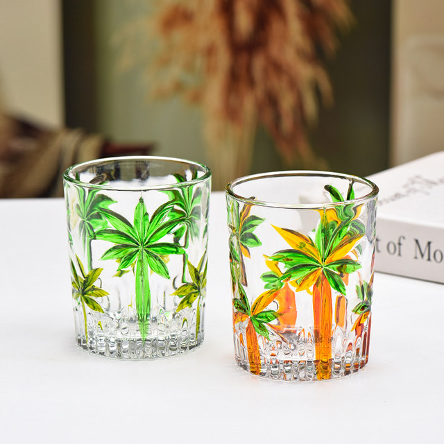 Flange Crystal Artificial Hand-painted Glass Creative Painted Cup Whisky Cup Foreign Wine Cup Home Drinking Cup Juice Cup