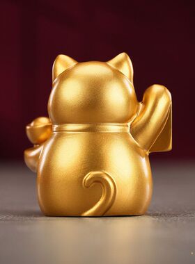 黄铜招财猫摆件元宝猫家居客厅店铺收银台装饰开业礼品桌面小摆件