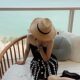 100 raffia woven fur-edged straw hat