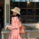 French hollow raffia straw hat with large brim