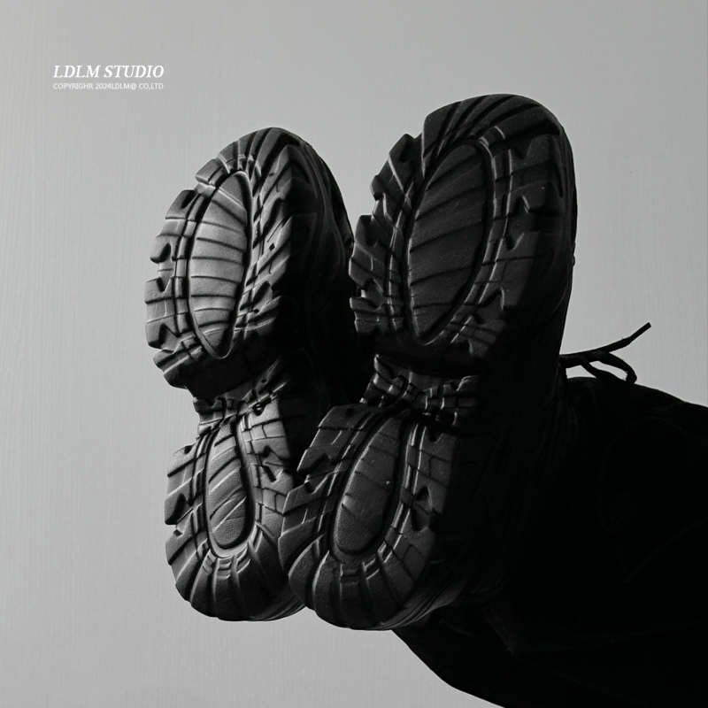 两点浪漫2025春夏新款网面透气黑武士7CM厚底增高老爹鞋男女潮鞋 - 图0