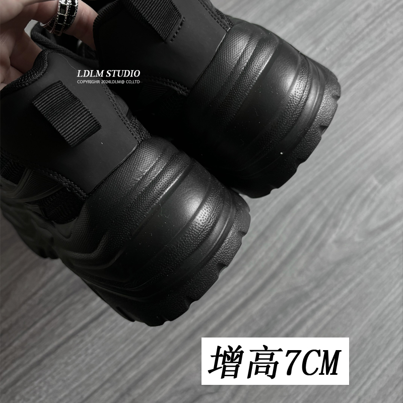 两点浪漫2025春夏新款网面透气黑武士7CM厚底增高老爹鞋男女潮鞋 - 图2