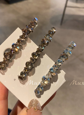 韩系超闪水晶发夹女水钻边夹