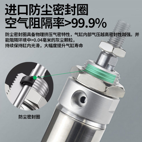 不锈钢迷你气缸小型气动MA16/20/25/32/40-50-75X100*150-200S-CA - 图1