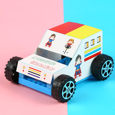 科学区自制玩具儿童手工diy小学生实验器材小发明小制作回力小车 虎窝淘