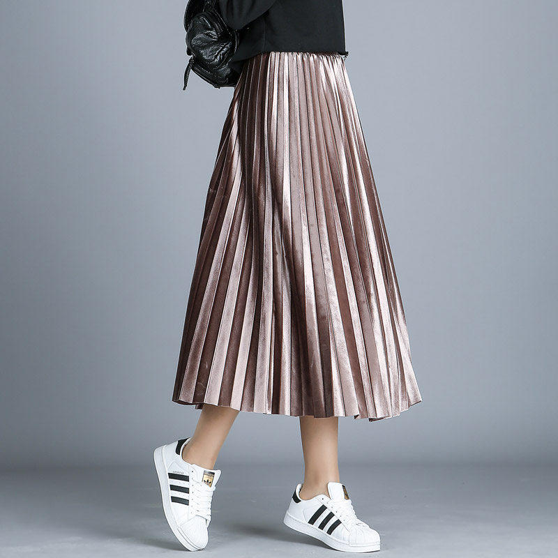 金丝绒秋冬2020新款中长款子半身裙 简蜜缇半身裙