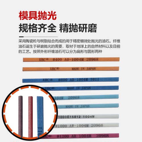 日本XBC锐必克纤维油石模具抛光油石条1004 1006 1010系列 省模用 - 图1