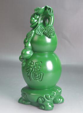绿色实木雕刻葫芦摆件复古怀旧大号多子多福禄红木家居装饰工艺品