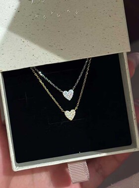 【星藏心隅】s925纯银镀金满钻爱心锁骨链法式轻奢小众设计高级感