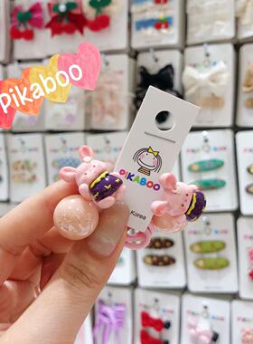 韩国pikaboo儿童秋冬新款可爱节日感小熊樱桃绕绕发圈发绳