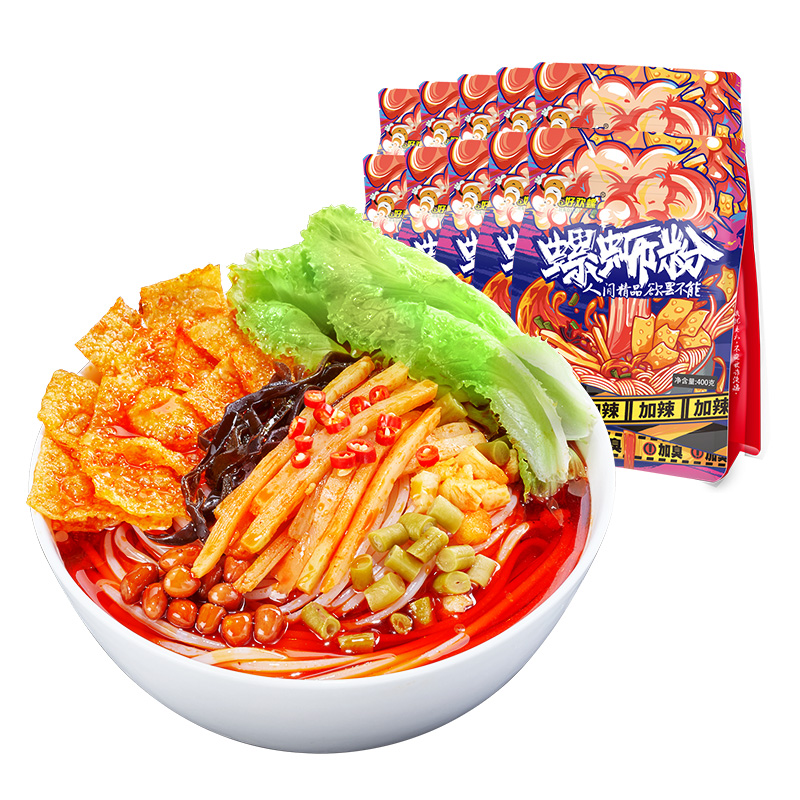 好欢螺旗舰店[加臭加辣]好欢螺螺蛳粉400g10袋柳州螺狮粉酸辣粉速食米粉方便面3