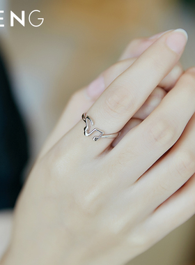 音符戒指烽之银纯银小众女