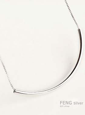 几何纯银吊坠微笑定制刻字弯管