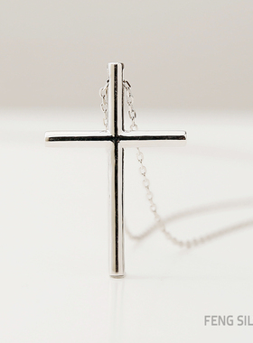 男女通用纯银十字架项链刻字