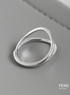 镂空戒指纯银几何男女