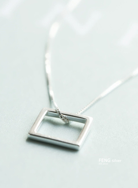 几何锁骨链烽之银纯银银链女银
