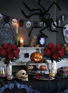 5/10Pcs Artificial Dahlia Flower Bouquet for Halloween Birth